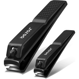 BEZOX Well-Made Nail Clipper Set 2 Pcs, Wide Jaw Opening Nail Clipper for Fingernail and Toenail, Premium Stainless Steel Sharp Sturdy Finger Nail Clipper