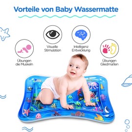 Dusor Wassermatte Baby Spielzeug 3 6 9 Monate, Wasserspielmatte BPA-frei, Spielmatte Baby, Aufblasbare Bauchzeit Matte, Spaßaktivitäten Das Stimulationswachstum Ihres Babys