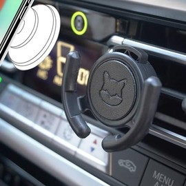 HOMEFOX Holder Car Mount Compatible for Popsocket Collapsible Grips 1 Pack Mount for Car Vent with Secure Vent Clip for Horizontal Air Vent ONLY, Black Leather