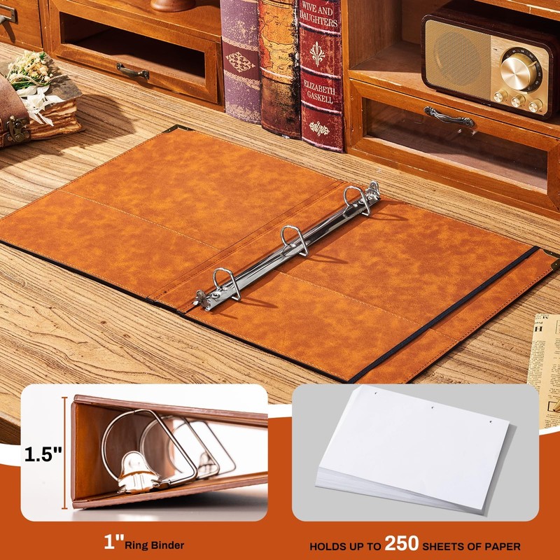 Ovesmusl PU Leather D Ring Binder Fits 8.5"x11" Letter Size