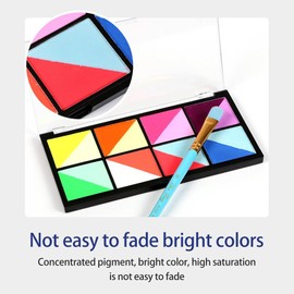 xinyee Watercolor Paint Palette Set Professional Face Split Cakes Multiple Colors Set with 6 Brush & 4 Stencil Stickers Safe & Non Toxic Water Activated Face and Body Painting Makeup Hypoallergenic