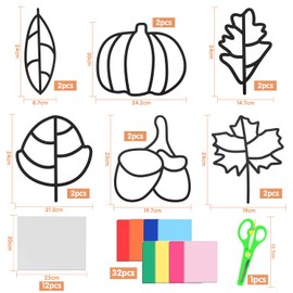 Autumn Christmas DIY Craft Set, 12 Pieces DIY Craft Set Leaves Decoration, DIY Autumn Crafts, Craft Set Autumn Window Pictures Children, Autumn Decoration Window Pictures Craft Set, for Autumn,