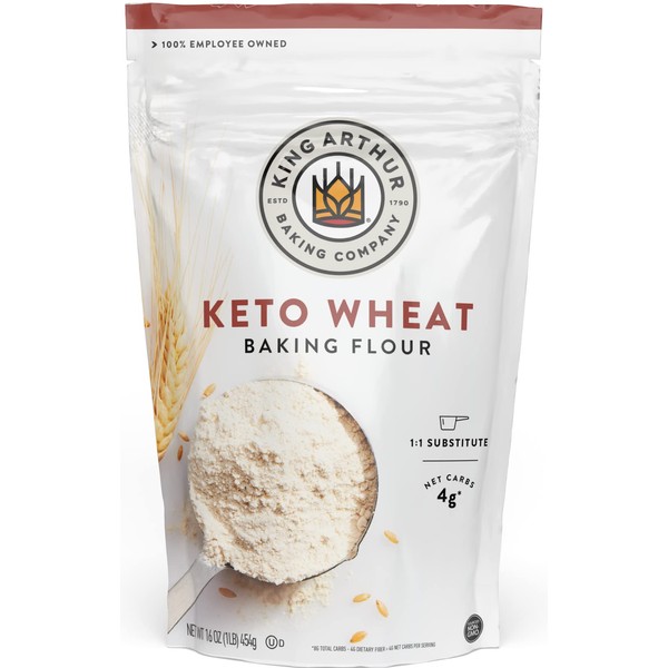King Arthur, Keto Wheat Flour Blend, Non-GMO Project Verified, 1-to-1 Substitute for All- Purpose Flour, 16 Ounces