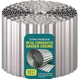 50FT Galvanized Steel Corrugated Metal Landscape Edging – Flexible & Rustproof Garden Edging Border, Decorative Metal Trim for Flower Beds, Lawn, Driveway, Walkway & Raised Beds