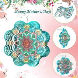 FONMY Stainless Steel Wind Spinner-3D Indoor Outdoor Garden Decoration Crafts Ornaments 12Inch Multi Color Mandala Flower Wind Spinners…