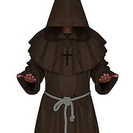 LHJ Friar Medieval Hooded Robe Cowl Monk Renaissance Costume Cloak