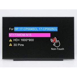 BTSELSS 17.3" Screen Replacement NT173WDM-N15 NT173WDM N15 for HP 17-CP0045CL 17-CP0025CL HD+ 1600x900 30 pins LCD Non-Touch Display Panel