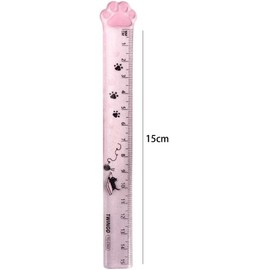 1 PC Straight Ruler Cute Cartoon Cats Claw Ruler Painting Plastic Rulers Portable Scale Ruler Measuring Ruler Stationery Office School Supplies Teaching Drafting Tools (Grey)