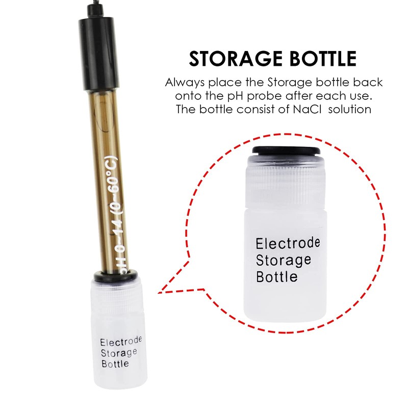 Replacement pH Electrode with Calibration Powder, 0-14 pH Highly Accurate