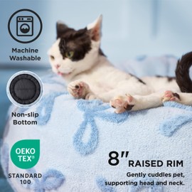 LE SURE Donut Large Dog Bed - Round Cat Beds for Indoor Anti-Anxiety Calming Pet Beds, Washable Cute Modern Beds with Teddy Sherpa Plush & Anti Slip Bottom, 36 Inch, Ice Melt