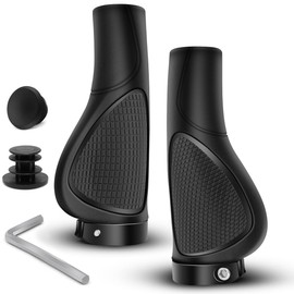 GOUNNU Bicycle Grips Non-Slip Handlebar Grips Ergonomic Soft Rubber Bicycle Grips with Aluminium Lock Handlebar Grips MTB for 22.2 mm Bicycle / Mountain Bike / Road Bike / BMX (Black)