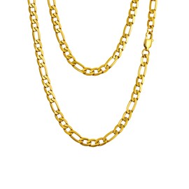 PROSTEEL Men Chain Figaro Links Cool Rapper Chains 18K Real Gold Plated 28 Inch Long Necklace