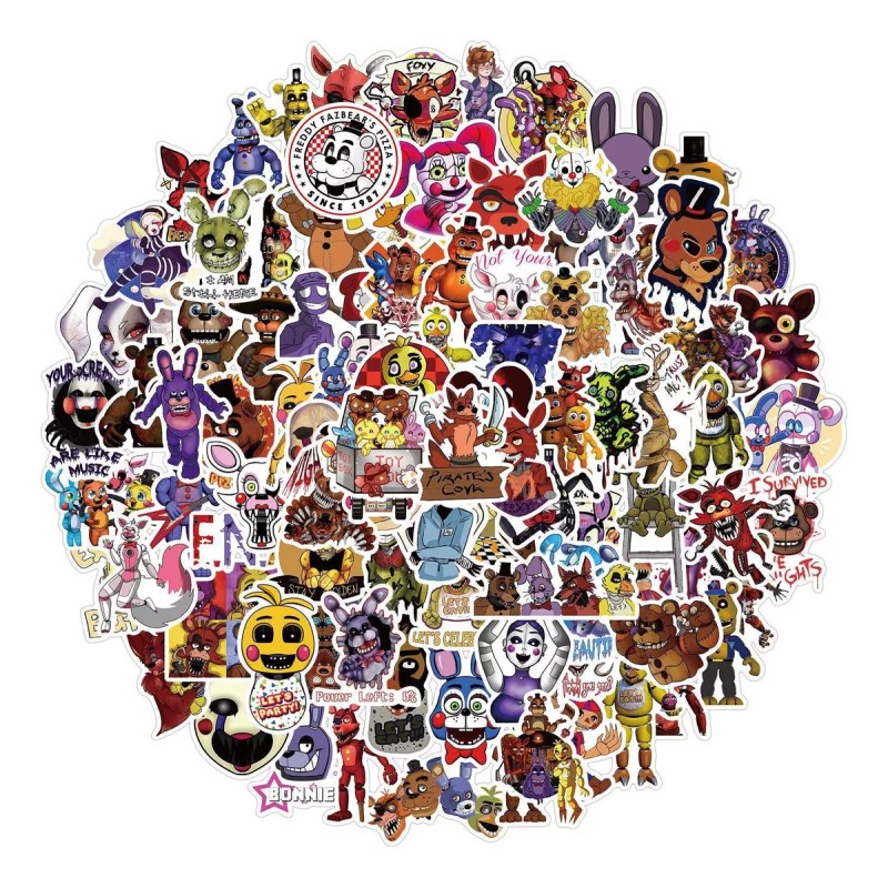 Fnaf Five Nights Freddy 50 Calcomanias Stickers Pvc Vs Agua