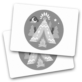 Rectangle Stickers(Set of 2) 7.5cm BW - Teepee Camping Tent Forest Trees Laptop Tablet Luggage Scrapbook #35038