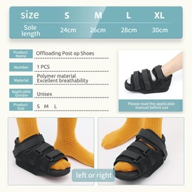 Post Op Recovery Shoe Adjustable Medical Walking Shoe Forefoot Off-Loading Healing Shoe for Post Surgery or Operation Support, Broken Foot, Bunions Broken Big Toe Surgery Forefoot Splint (Medium)