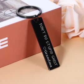 Grandson Granddaughter Gifts from Grandma, Christmas Stocking Stuffers for Teen Boys Girls Don't Do Stupid Sht Keychain Love Grandma, Easter Basket Stuffers for Teens, First Day of School Gifts