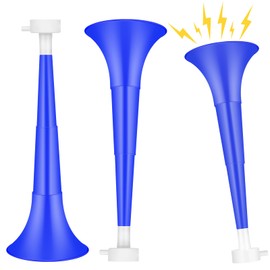 Denylo pro 4 Pcs Collapsible Stadium Horn NoiseMaker 10.2 Inch Vuvuzela Plastic Trumpet Horn Blue Soccer Horn Blow Horn Noisemakers for Sporting Events Graduation Games School Sports Party Supplies