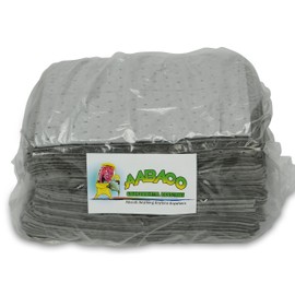 AABACO Environmental Universal Absorbent Pads - Heavy Weight Sheets (100 Per. Bale) 15 X 17 Inch Absorbing Oil COOLANTS SOLVENTS and Water – Absorbing up to 25 Gallons – for Spill Cleanup (100)