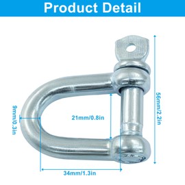 Cjueiom 4Pcs M10 D Ring Shackles, Heavy-Duty D Shackle Hitch Steel Shackle Use for Towing and Outdoor Activities
