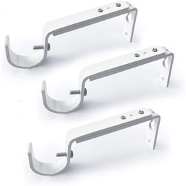 Curtain Rod Holders Heavy Duty Adjustable Rod Brackets (White, One Size)