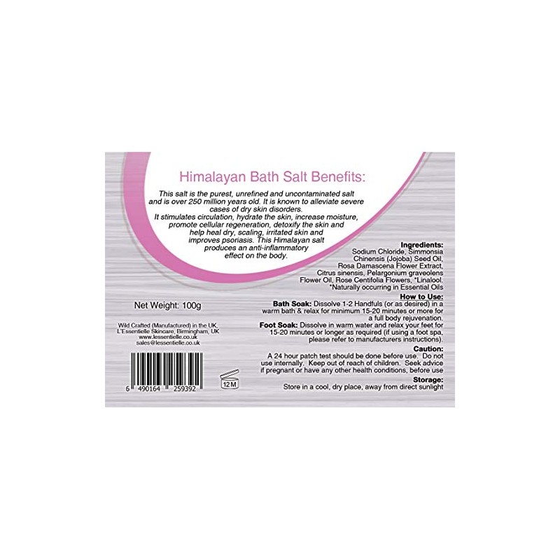 Himalayan Pink Bath Salt Soak 100g -Sensual & Soothe with