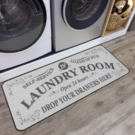 ROMAMIGO Laundry Room Rug Runner Non Slip Laundry Mats Mudroom laundromat Runner Farmhouse Kitchen Floor Mat Bathroom Laundry Room Decor Accessories(20 X 47 inch, Grey)