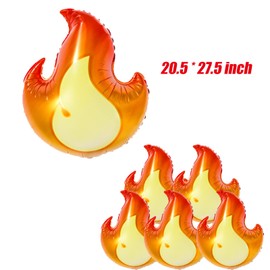 5Pcs Fire Foil Balloons Fire Flame Aluminum Foil Balloons Fire Truck Firefighter Theme Birthday Party Decor Supplies Fireman Theme Kids' Party Favor