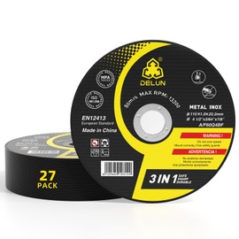 DELUN Cut Off Wheels 4 1/2 inch 27-Pack Thin Metal & Stainless Steel Cutting Wheel Professional Fast 4-1/2 x .045 x 7/8 Cutting Disc for Angle Grinder