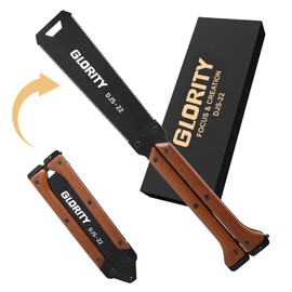 Glority Folding Japanese Saw, 140 mm Hand Saw with Double Edges of 13/14 TPI, Made of SK5 Carbon Steel and Three-Sided Grinding Tooth Design, Portable Japanese Pull Saw for Woodworking & DIY