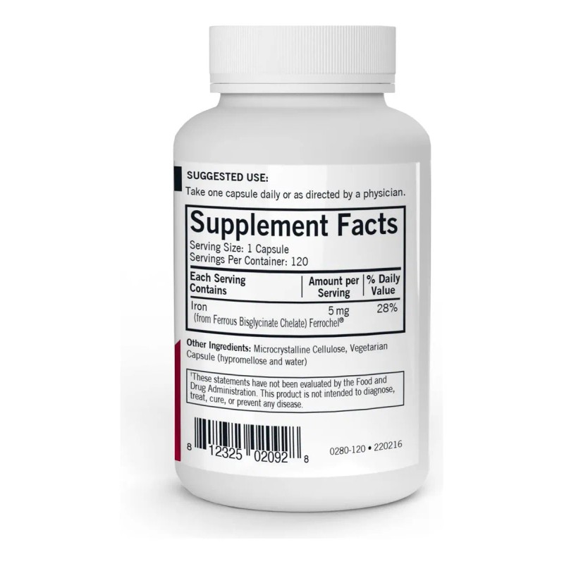 Kirkman Hierro Ferrochel 5mg 120 Cpsulas Hipoalergnico