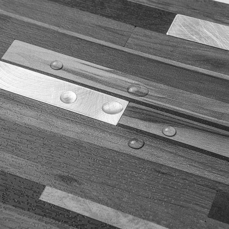 DICOFUN Peel and Stick Backsplash Tiles, Black & Grey Wood