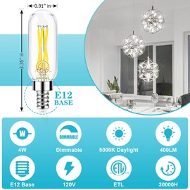 hansang E12 Edison Bulbs, Chandelier Light Bulbs Candelabra Base LED Bulbs, 40W Equivalent, 5000K Daylight,Dimmable Light Bulbs T6 Tube Shape Filament Candle Light Bulbs, 400LM, 8 Pack
