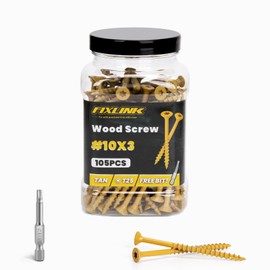 Wood Screws 3 Inch, FIXLINK Deck Screws #10 x 3", 105pcs, Epoxy Coated, T25 Star Bit Above 1500 Hour Salt Spray Coating Outdoor Decking Screws Excellent Rust Resistant for Outdoor Wood Fence