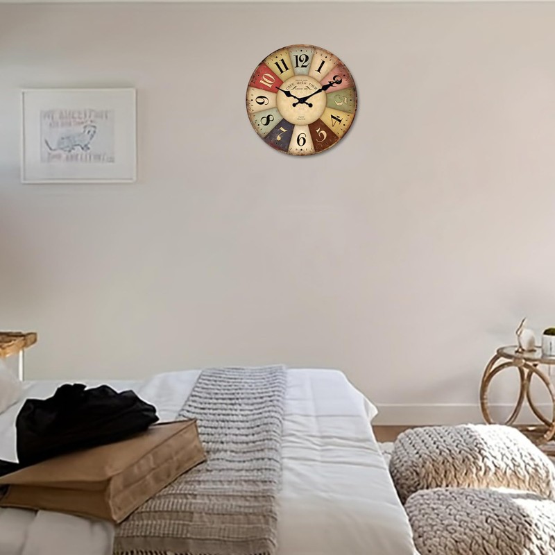 Constantplanet Farmhouse Wall Clocks for Living Room Decor Colorful Wall