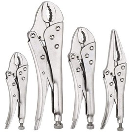 FASTPRO 4-Piece Locking Pliers Set, Vice Grips Pliers Included 5", 7", 10" Curved Jaw and 6-1/2" Straight Jaw