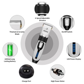 Goood Cat Clippers for Matted & Long Hair, Low Noise Paw Trimmer, Quiet Pet Hair Clippers (White)