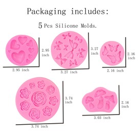 5 Pcs Small Chocolate Molds,Candy Mold,Silicone Mold for Cupcake Dessert Jelly Cookie Decor, Pastry,Fondant Making