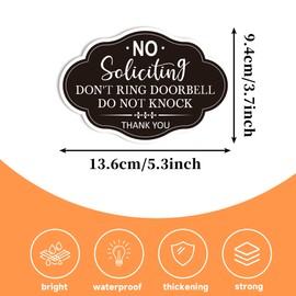 2PCS No Soliciting Sign for Front Door，Self-Adhesive Elegant Do Not Knock or Ring Doorbell No Soliciting Sticker for Home, No Solicitors Sign for Doorbell, House Door, Home, Office 5.1‘’x3.5''