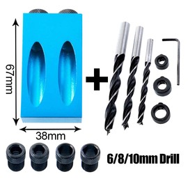 Upgraded 15 Degree Pocket Hole Screw Jig Dowel Drill Joinery Kit with Hole Jig, Carpentry Locator and 6/8/10MM Woodworking Drill Holes Carpenters Woodwork Guides Joint Angle Tool Craft Pack of 14