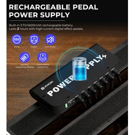 Vangoa Rechargeable Guitar Pedal Power Supply Built-in 4600mAh Battery with LED Indicator 7 Outputs DC 9V (300mA, 100mA), 5V/1A USB Port, Portable Guitar Pedal Power Supply, Black, PS-01