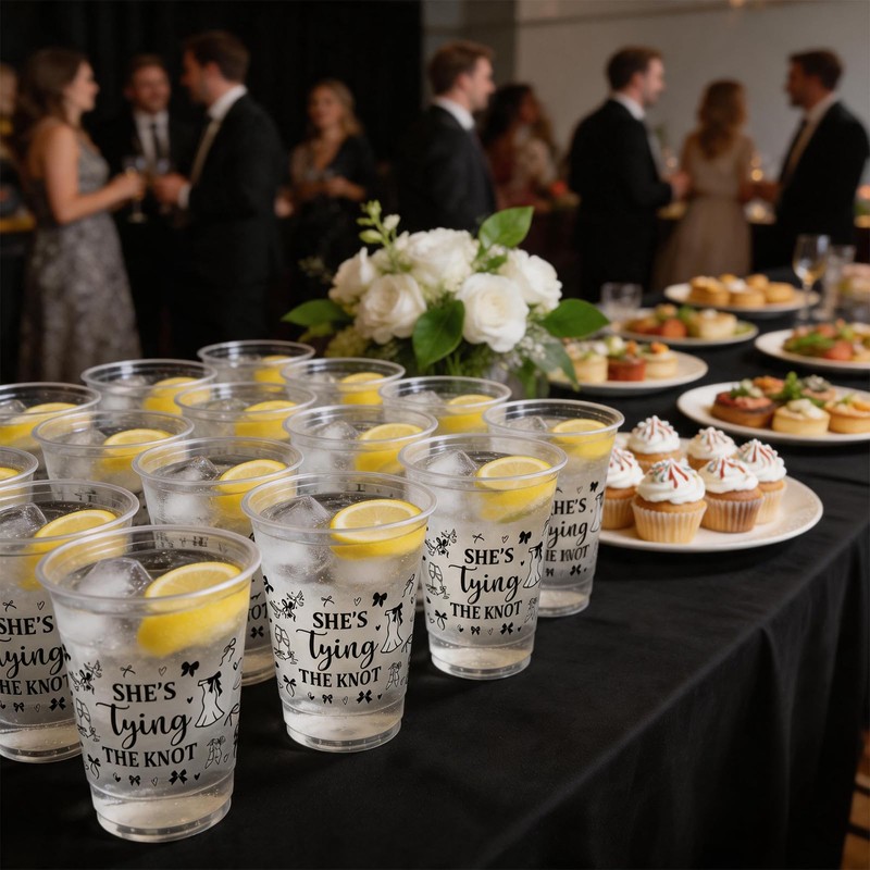 50PCS Black Bride or Die Bachelorette Party Plastic Cups 12