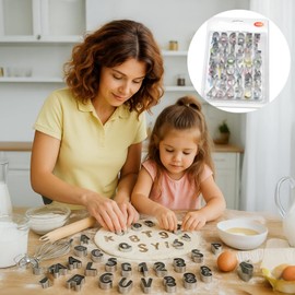 36 Pcs Stainless Steel Alphabet and Number Cookie Cutters, 3-Inch Letter and Number Fondant Cutters Set, Includes Cleaning Brush, Ideal for Baking and Decorating Cookies, Cakes, and Crafts