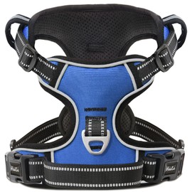 HEELE Dog Harness Dog Harness Large Dog with Soft Padded Handle Reflective No Pull Dog Harness for Large Dog for Outdoor Training Walking, Blue, L