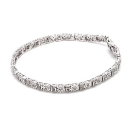 Unique Design Womens Diamond Tennis Bracelet - Sterling Silver 1/4 CTTW Round Illusion Set