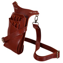 SAFIGLE Detachable Leather Barber Comb Pouch Scissors Bag for Hairdressing Toolkit Durable Hairstylist Holder for Scissors Clips and Tools Brown