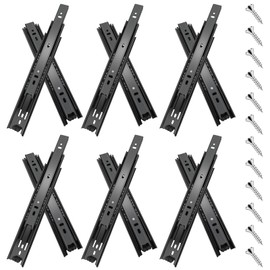 10 inch Drawer Slides 6 Pairs (12pcs) Full Extension Ball Bearing Drawer Slides 3 fold Full Stretch Side Mount Drawer Slides 100 LB Capacity Drawer Slide 10" Black