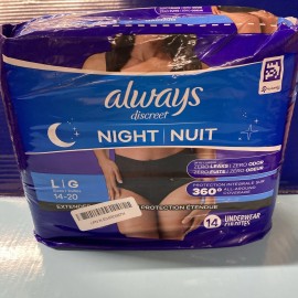 Always Discreet Overnight Adult Incontinence & Postpartum Bladder Leak 14 Ct Underwear for Women