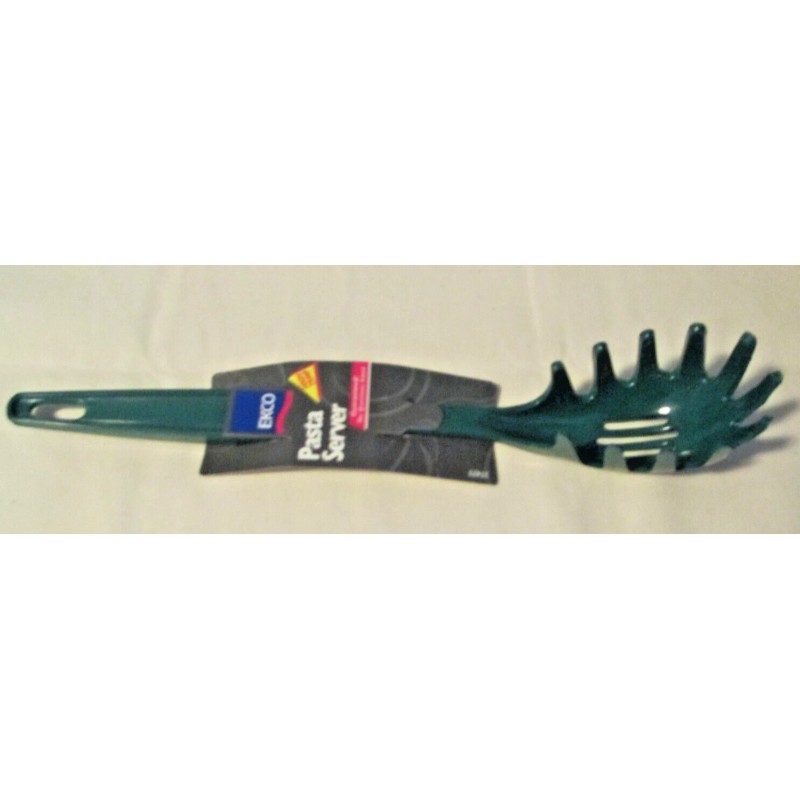 Ekco Pasta Server Spoon Green Nylon 10.75" High Temp USA