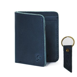 Leather Wallets for Men Women, Card Holder, 6 Card Slots with Flat Bank Notes / Hard Cash pocket, Slim Minimalist Design, Can Carry in Front Pocket, Full Grain Long Life Real Leather (with Key Ring)