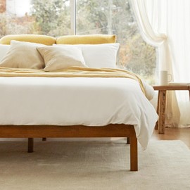 LIFEMENT Classic Wood Platform Bed Frame, Essential, Noise Free, Under Bed Storage, No Box Spring Needed, Easy Assembly (Cherry, Full)